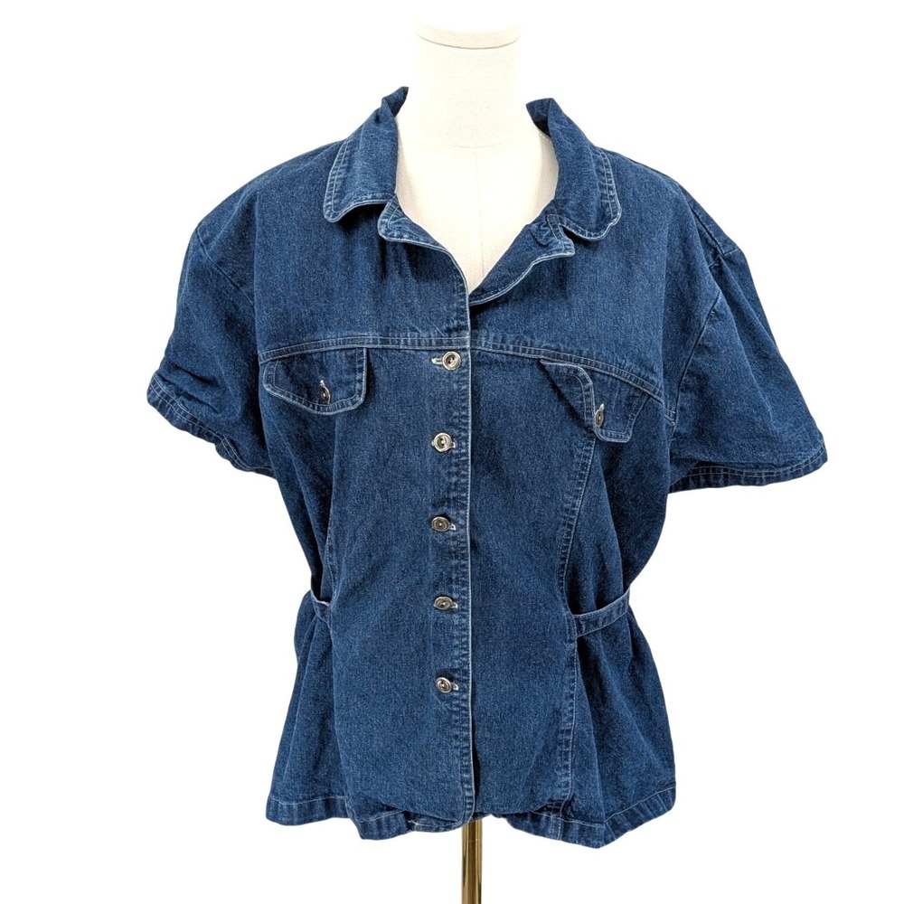 Erik‎ Stewart Vintage Denim Button Front Shirt Short Sleeve Oversized 3X
